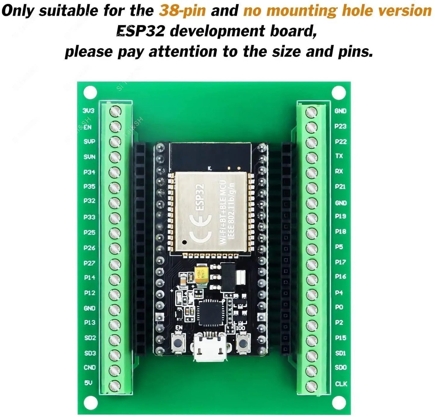 ESP-WROOM-32 Microcontroller Development Board ESP32 Expansion Breakout Board GPIO 1 into 2 for 38PIN Narrow Version