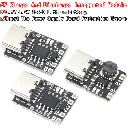 5V Charging and Discharging Integrated Module 3.7V 4.2V18650 Lithium Battery Charging Boost Power Board Protection Type-c