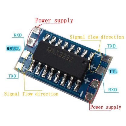 10PCS/LOT Mini MAX3232 RS232 to TTL Serial Port Leavel Converter Brush Module Connector MAX232 Flashing Board For Arduino