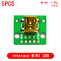 5PCS USB Male Connector / MINI MICRO USB to DIP Adapter female connector 2.54 Connector B Type-C USB2.0 3.0 Female PCB Converter