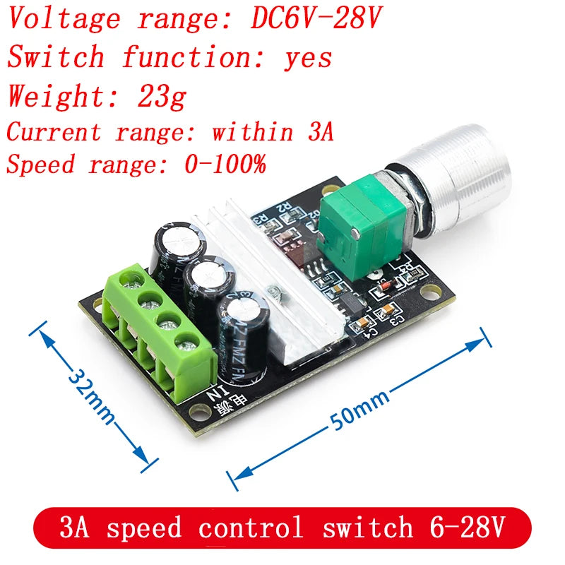 DC 1.8V-35V 2A 3A 5A 10A 30W 80W 90W PWM Motor Speed Controller Low Voltage Motor Speed Controller PWM Adjustable Drive Module