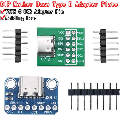 Type-c usb transfer pin dip female base B adapter plate welded female head typec feed and discharge pin