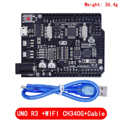 UNO R3 + WiFi ATmega328P+ESP8266 (32Mb memory) USB-TTL CH340G For Arduino Uno NodeMCU WeMos ESP8266 One New Arrival
