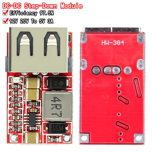 1PCS Fine 6-24V 12V/24V to 5V 3A CAR USB Charger Module DC Buck step down Converter 12v 5v power supply module